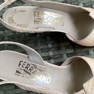 Salvatore Ferragamo Light Pink Python Leather Heels. Saks Fifth Ave.